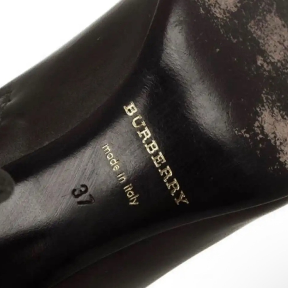 Burberry Black and Brown Plaid Heeled Boots - Picture 9 of 11